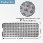 Extra Long Non Slip Bath Mat 40x16 Shower Tub Mat With Suction Cups Grey New