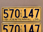 1936 Texas Centennial License Plate Set Very Nicely Restored High Quality