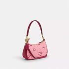 New Coach Hand Bag -cr290- Teri Shoulder Bag Canvas Leather Cherry Print Pink