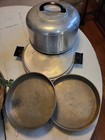4pc Set Vtg 1050s Kromex Cake Carrier With Locking Lid   2-9  Mirro Cake Pans