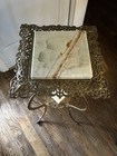 Antique Victorian Brass Plant Stand With Marble Top
