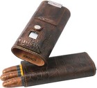 Amancy Luxury 3 Holder Classy Black Brown Crocodile Pattern Leather Cigar    
