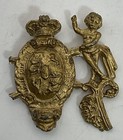 Ornate Cast Brass Architectural Holy Water Font Religious Cherub Roman Figural