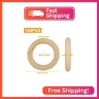 100pcs 2 5 Inch Unfinished Wood Rings Natural Wood Rings For Crafts 60mm Macrame