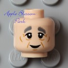 New Lego Light Flesh Minifig Head  - Male Grandpa Old Man Wrinkles Gray Eyebrows