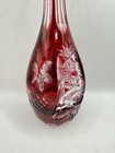 Vintage Bohemian Cranberry To Clear Cut Glass Decanter W stopper  034 