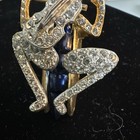 Gold silver Tone Fiddling Grasshopper    trembler    Brooch fur Clip  Rare 1941 