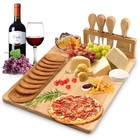 N-brand Twgdh Bamboo Cheese Board Set Including 4 Stainless Cutlery Set