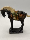 Vintage Tang Dynasty Tri-color Glazed Ceramic Horse Figurine Brown Green Gold 5 