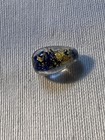 New Old Stock Lampwork Blue Gold Foil Teardrop Beads 12mmx7mm 25 Pieces