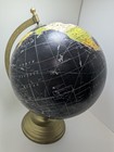 As Is 12  Vintage Style World Globe  Black With Colorful Map  Brass Tone Base