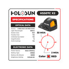 Holosun Hs507c-x2 Multireticle Red 2 Moa Dot Solar Reflex Sight Concealed Carry