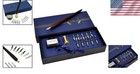 Luxurious Wooden Calligraphy Kit - Dip Pen  Black Ink   11 Golden Nibs Included