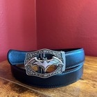 Batman Logo Belt Black Faux Leather With Metal Buckle   Adjustable   Cosplay