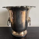 Vtg Poole Silver Plate Champagne Ice Bucket Lion Head Handles Wine Cooler