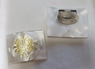 Vtg Shoe Clips Tip Toe Lucite  White Gold 2  X 1 5  60 s  Awesome Euc