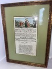 Antique Sheet Music Hand-colored Engraving Etching Song Page Gold Framed 13x9 5   