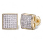 Moissanite Real Mens Real 14k Gold Over 925 Silver Iced Hip Hop Earrings 9mm