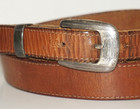 80 s Vintage Artisan Crafted Tan Leather Belt 37   wear