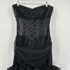 Vintage Whimsigoth Corset Maxi Dress Sz L Silk Prom Vamp Victorian Gothic Lolita