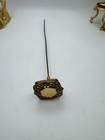 Vintage Antique Hat Pin Filigree Embossed Metal Victorian 8   Golden