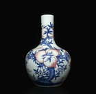 Old Chinese Blue   White Porcelain Vase W  Peach Yongzheng Mk Th335