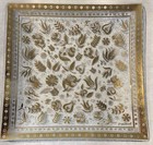 Vintage Square George Briard Glass Serving Tray Dish W  Gold Leaves   Flowers