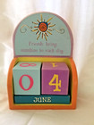 Friendship Theme Wooden Forever Calendar Orange Yellow Blue Green Purple