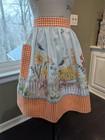 Kitchen Apron W pocket Hm  X Easter W bunnies-daffodils-orange Gingham Trims New