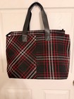 Victoria s Secret Plaid Tote Weekender Bag Black Red New Large Travel