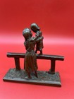 Antique vintage Smaller Bronze Sculpture Statue Of 2 Sisters 4 25 x 4 25 x 1 25 