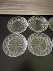 Set Of 8 Clear Pressed Glass Coasters Starburst Diamond Pattern 4    Round