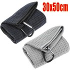 2pack Microfiber Golf Towel With Carabiner Clip On Golf Bag Black gray 30x50cm
