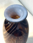 Hand Blown Art Glass Vase Brown Cream Swirl Cased Glass Murano Style Vintage