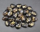 Black Onyx Rune Stone Set Of 25   Velvet Storage Pouch  elder Futhark Runes 