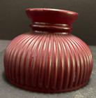 Ribbed Dark Red Student Oil Lamp Shade Cased Glass 6  Fitter Maroon white