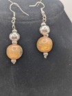 Peruvian Artisan Amber Glass Bead Necklace Earrings Set 925 Clasp 24 