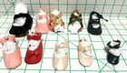 11 Pc Lot Vintage Oilcloth Center Snap Single Doll Shoes - Various Sizes Guc