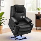 Electric Recliner Power Sofa Lift Heat Massage Chair W  Black Leather Led Motion