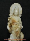 8 8  Ancient Chinese White Jade Carving Guan Yin Boddhisattva Dragon Sculpture