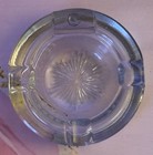 Vintage Cigar cigarette Heavy Crystal Glass Starburst Ashtray With Match Holder
