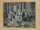 Antique 1800s French Woven Silk Tapestry Fabric Art Federal Ballroom Scene Frame