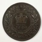 1880 Newfoundland Cent - Victoria - Fine  f  Km 1 Round wide 0 - 6172-pc