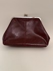 Burgundy Mardane Faux Leather Clutch Kisslock Frame