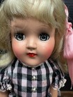 Vintage Ideal Toni Doll 14  Platinum Blonde Hair Green Eyes Pink Black Dress P90