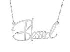Womans  blessed  Sterling Silver Gold Plated Name Plate Script Necklace 2019