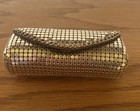 Gold Mesh Lipstick Holder Case W mirror Metal Snap Closure Vtg 50s 60s Hollywood