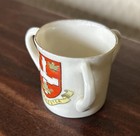 Vtg Colchester Uk Coat Of Arms Florentine Bone China 3 Handled Mini Loving Cup
