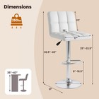 Set Of 2 Bar Stools Pu Leather Adjustable Barstool Swivel Pub Chair White