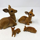 Vintage Set Of 4 Flocked Spotted Deer Laying Down Doe Fawns Christmas Decor